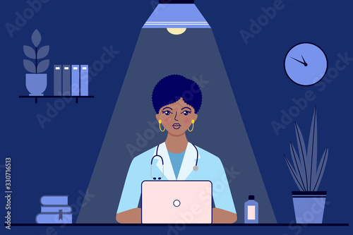 doctor sitting in doctor's office