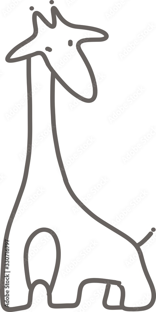 Sketch, contour of a giraffe, gray lines. Suitable for logo, favicon, website icon, symbol, coloring Sketch, contour of a giraffe, gray lines. Suitable for logo, favicon, website icon, symbol, coloring