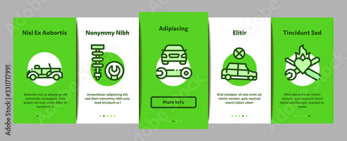 Car Restoration Repair Onboarding Mobile App Page Screen Vector. Classic And Crashed Car Restoration, Painting Body And Fixing Engine, Wheel And Details Color Contour Illustrations