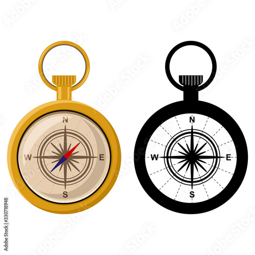 Compass vector cartoon illustration isolated on a white background.