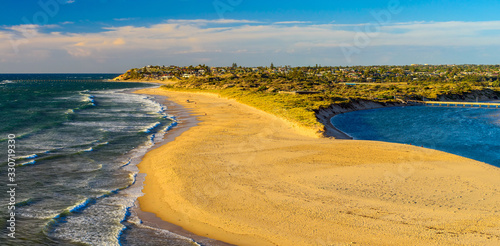 Onkaparinga River Mouth Viewpoint at sunset, South Australia photo