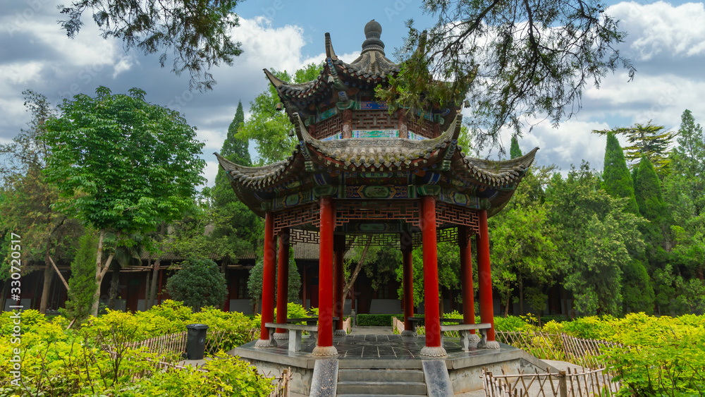 Small chinese pagoda in the middle garden at White Horse Temple,  outskirts Luyoang, Henan province, China