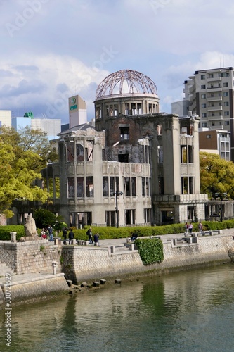 Atomic bomb dome before river, Hiroshima, Japan