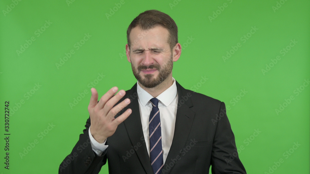 The Ambitious Businessman getting Upset against Chroma Key