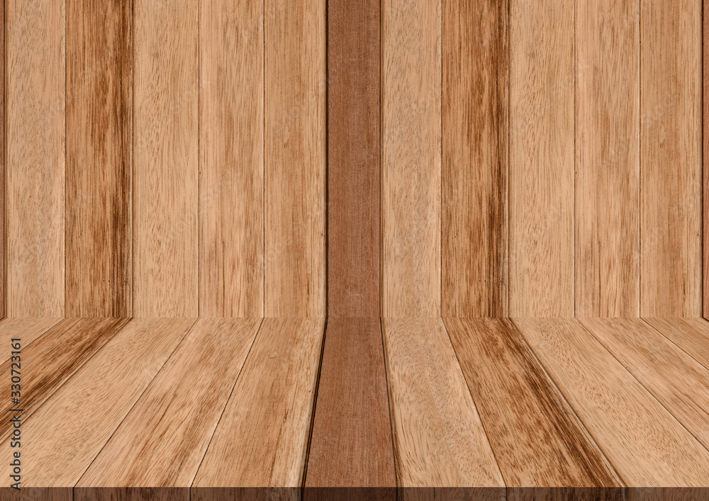 Naklejka premium Table wood board background. Painted wood wall for interior design background.
