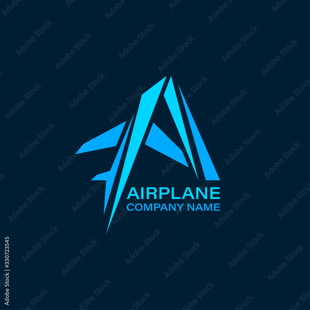 Aircraft logo concept with the initial letter A. Aircraft logo concept with the initial letter A.