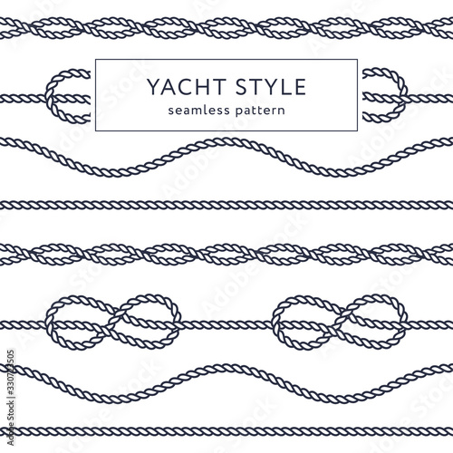 Nautical rope seamless pattern. Yacht style design. Vintage decorative background. Template for prints, wrapping paper, fabrics, covers, flyers, banners, posters and placards. Vector illustration.