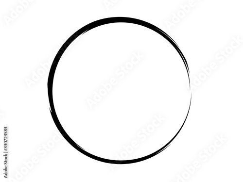 Grunge circle made of black paint.Grunge round shape made for marking.