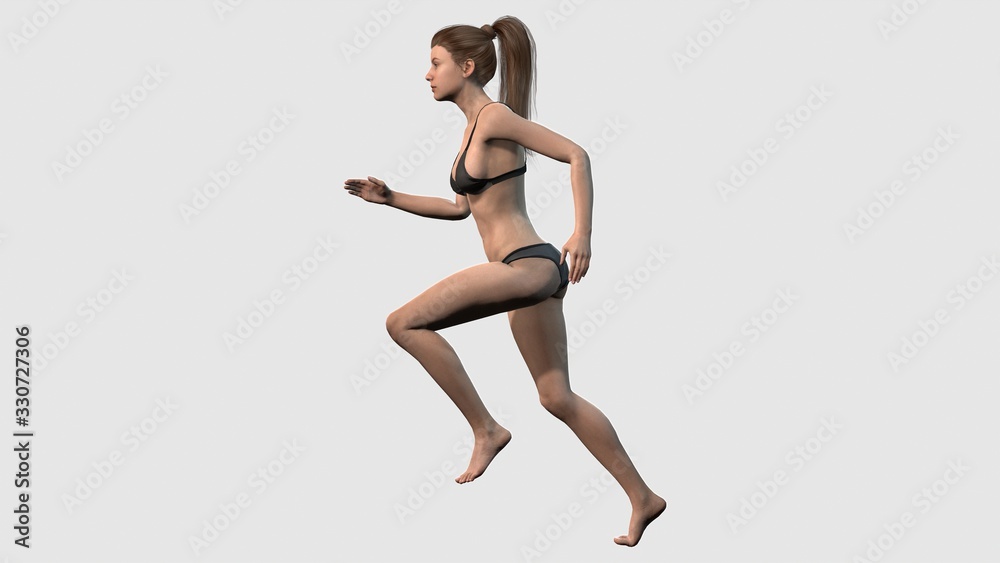 Woman running model. Athlete girl. Sports movements 3d illustration series Woman running model. Athlete girl. Sports movements 3d illustration series