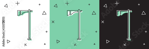 Set Native american tomahawk axe icon isolated on white and green, black background. Vector Illustration