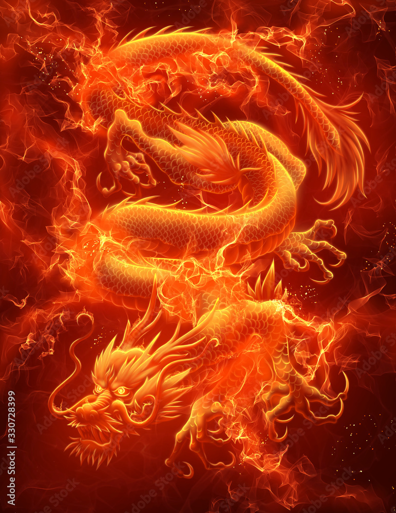 Asian fire dragon Stock Illustration | Adobe Stock