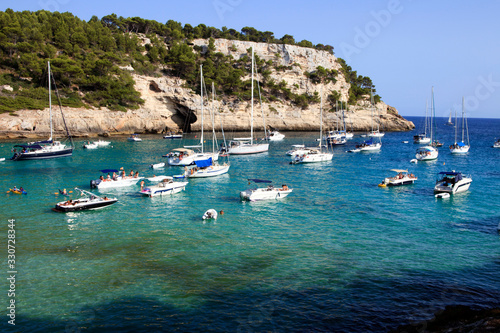 Cala Trebaluger, Menorca / Spain - June 22, 2016: Cala Trebaluger bay, Migjorn Gran, Menorca, Balearic Islands, Spain photo