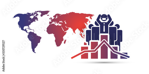 Global Economic Downfall Caused By the Corona Virus - Design Concept with Chart and Businessman Holding His Head