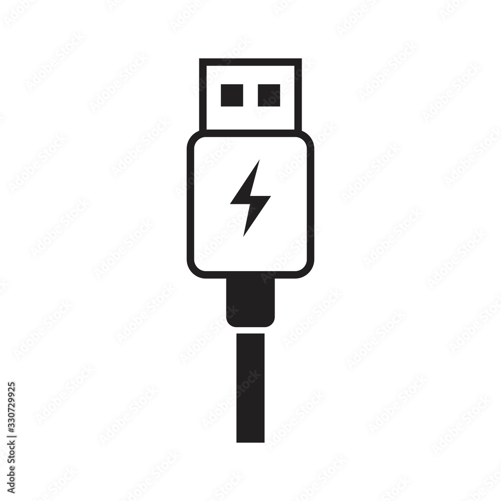 USB charge icon template black color editable. USB charge icon symbol Flat  vector illustration for graphic and web design. Stock Vector | Adobe Stock