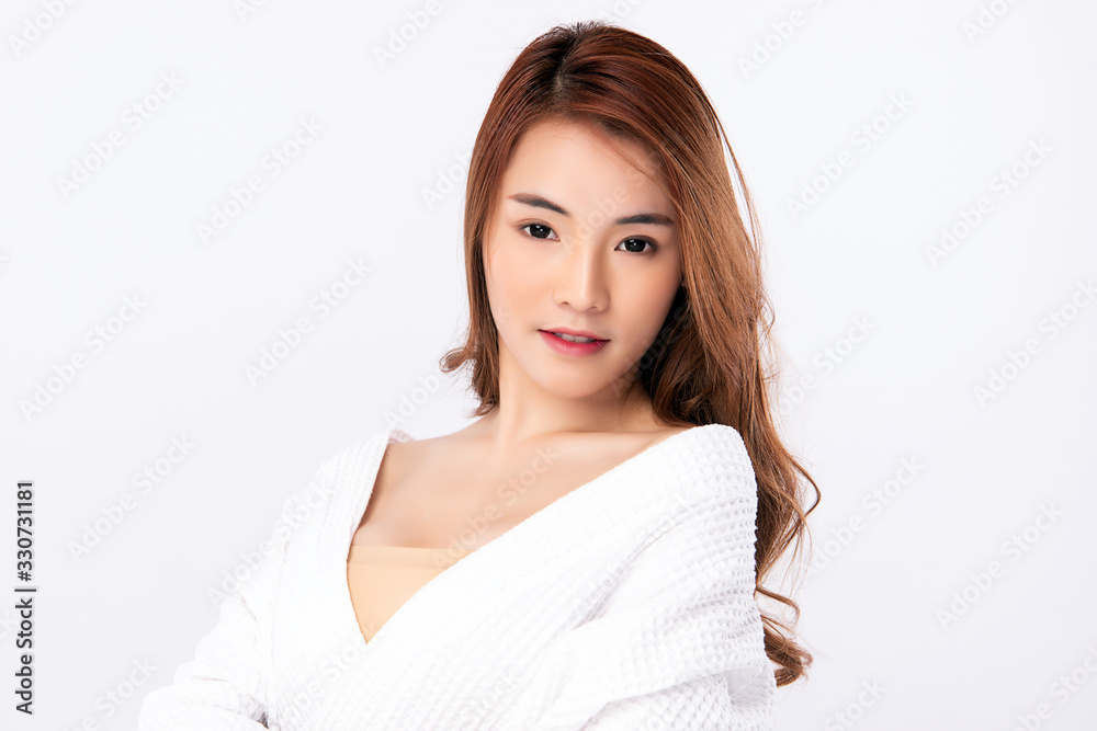 Beautiful Young Asian Woman with Clean Fresh Skin. Face care, Facial treatment, Cosmetology, beauty and healthy skin and cosmetic concept .woman beauty skin isolated on white background Beautiful Young Asian Woman with Clean Fresh Skin. Face care, Facial treatment, Cosmetology, beauty and healthy skin and cosmetic concept .woman beauty skin isolated on white background