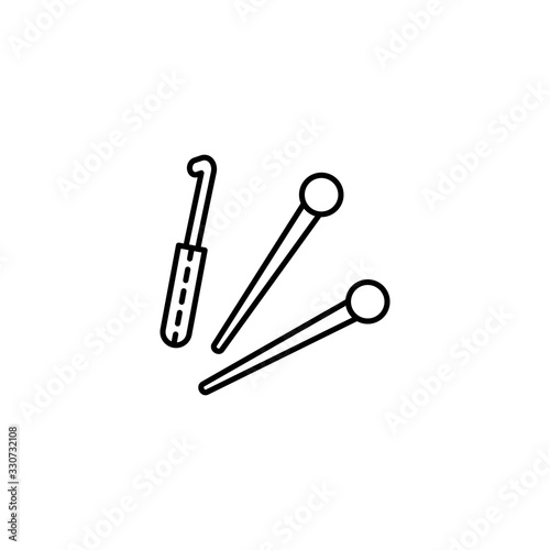 Knitting needle, hook icon. Simple line, outline vector elements of tailor for ui and ux, website or mobile application