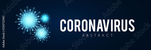 Coronavirus COVID-2019 on blue background. Virus 2019-nCoV cells.