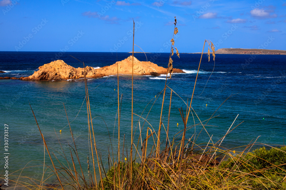 Cala Pregonda, Menorca / Spain - June 23, 2016: Cala Pregonda Biosphere Reserve area view, Menorca, Balearic Islands, Spain Cala Pregonda, Menorca / Spain - June 23, 2016: Cala Pregonda Biosphere Reserve area view, Menorca, Balearic Islands, Spain