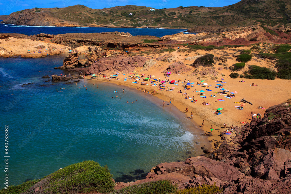 Obraz premium Cala Pregonda, Menorca / Spain - June 23, 2016: Cala Pregonda Biosphere Reserve area view, Menorca, Balearic Islands, Spain