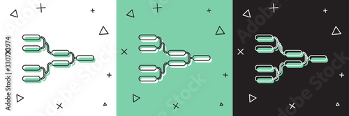 Set Results and standing tables scoreboard championship tournament bracket icon isolated on white and green, black background. Vector Illustration