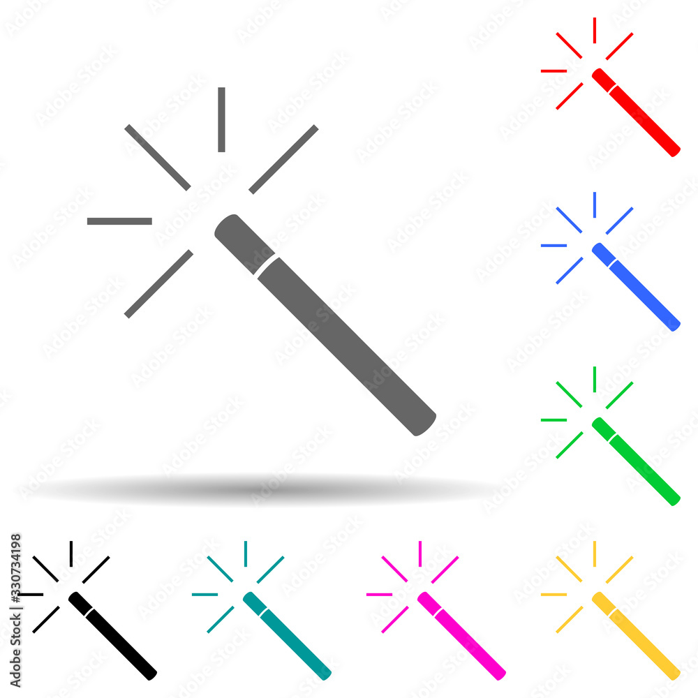 magic wand multi color style icon. Simple thin line, outline vector of web icons for ui and ux, website or mobile application magic wand multi color style icon. Simple thin line, outline vector of web icons for ui and ux, website or mobile application