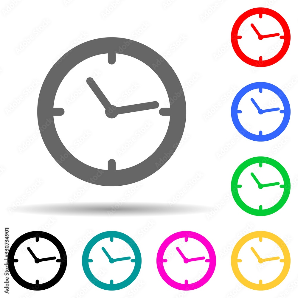 clock multi color style icon. Simple thin line, outline vector of web icons for ui and ux, website or mobile application clock multi color style icon. Simple thin line, outline vector of web icons for ui and ux, website or mobile application