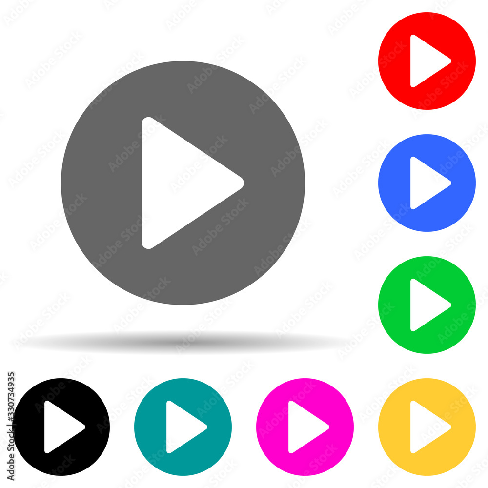 play sign multi color style icon. Simple thin line, outline vector of web icons for ui and ux, website or mobile application play sign multi color style icon. Simple thin line, outline vector of web icons for ui and ux, website or mobile application
