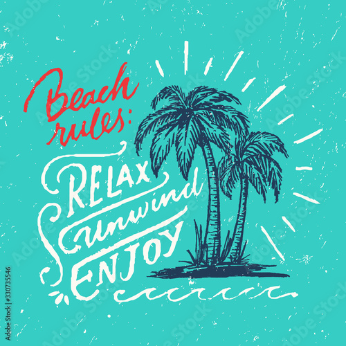 Beach Rules Handmade Vintage Wall Sign.