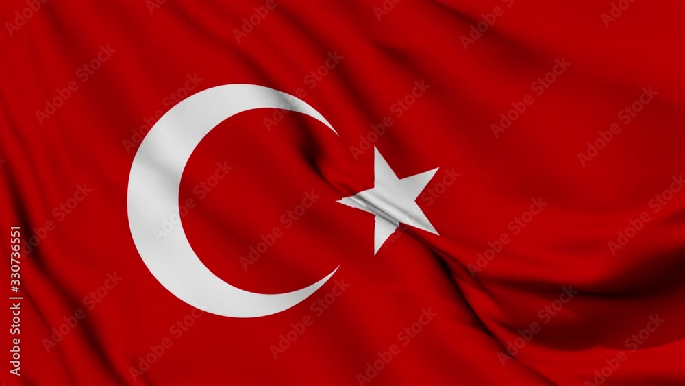 Turkey’s flag is waving 3D animation. Turkey flag waving in the wind ...