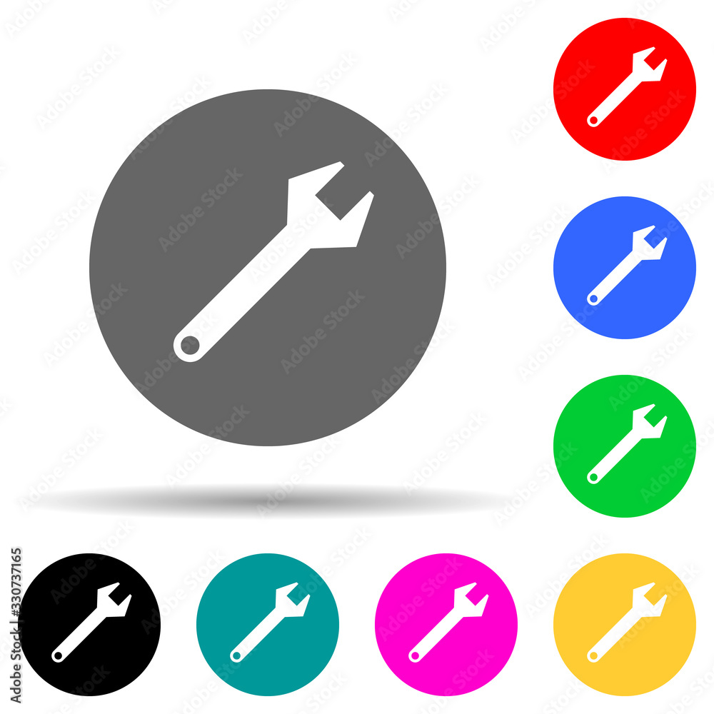 spanner in a circle multi color style icon. Simple thin line, outline vector of web icons for ui and ux, website or mobile application spanner in a circle multi color style icon. Simple thin line, outline vector of web icons for ui and ux, website or mobile application