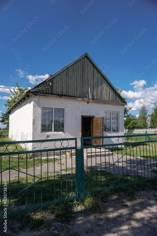 Old house in Ukraine since the Soviet Union. Russian landscapes. Stock background