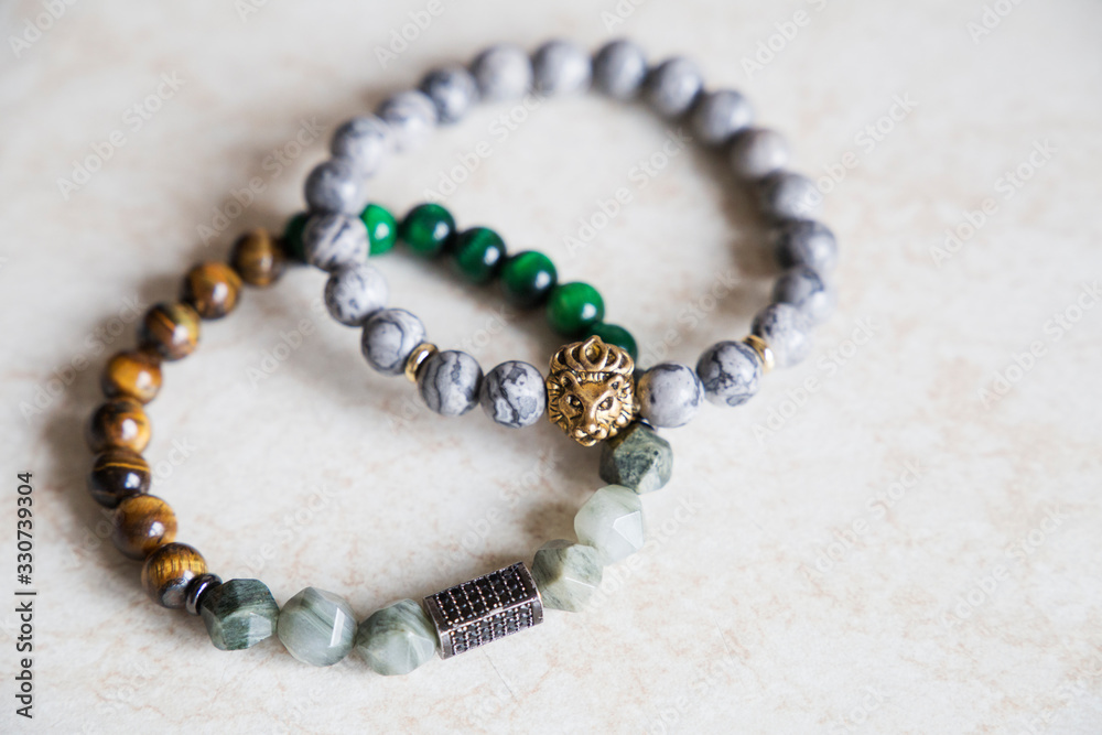  Photos of men's and women's bracelets made of natural stone