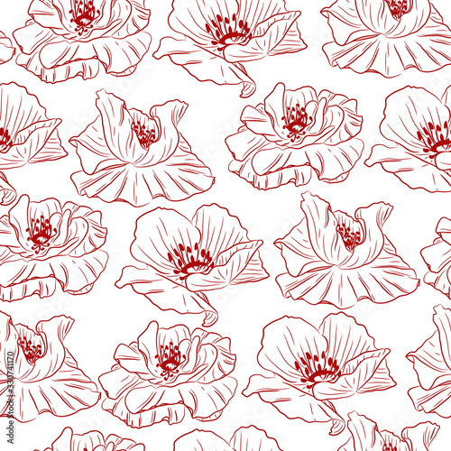 Poppy flower silhouette pattern