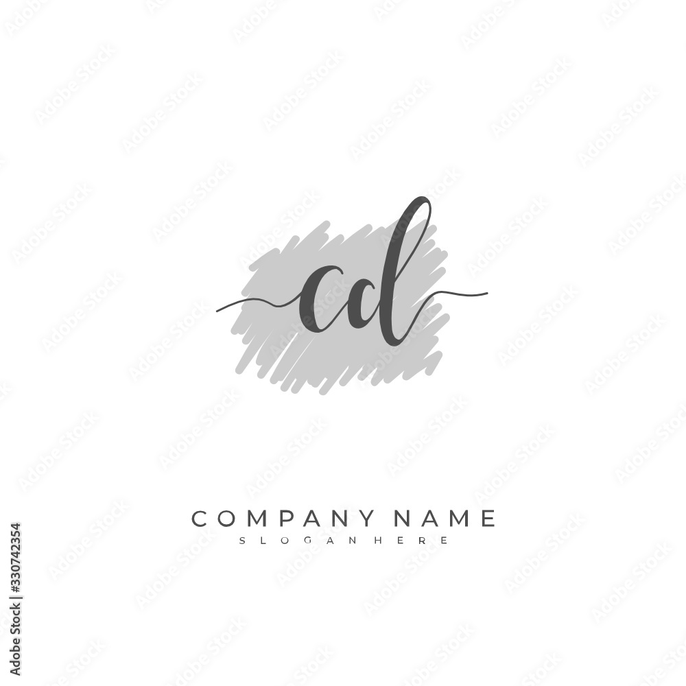 Fototapeta premium Handwritten initial letter C D CD for identity and logo. Vector logo template with handwriting and signature style.