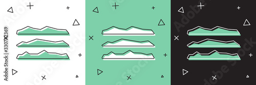 Set Strips of cocaine or heroin drug icon isolated on white and green, black background. Vector Illustration