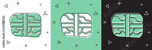 Set Package with cocaine icon isolated on white and green, black background. Health danger. Vector Illustration