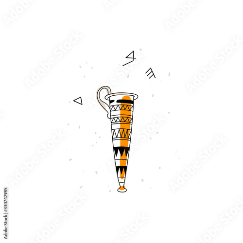 Ancient Greek pot. Simple line icon with color of vase with a pattern.