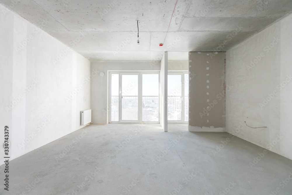 interior of the apartment without decoration in gray colors interior of the apartment without decoration in gray colors