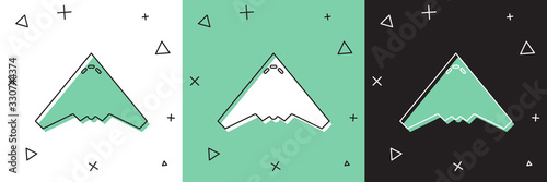 Set Jet fighter icon isolated on white and green, black background. Military aircraft. Vector Illustration