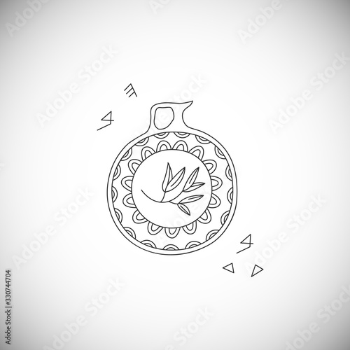 Ancient Greek pot. Simple line icon of vase with a pattern.