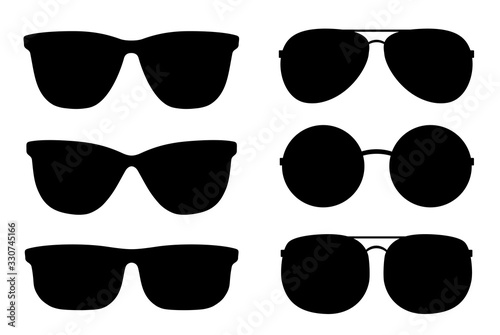 Print op canvas set of black sunglasses and glasses silhouettes