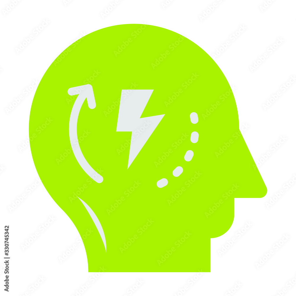 Green Self Motivation Symbol, Self Starter Mindset Concept, Human Brain