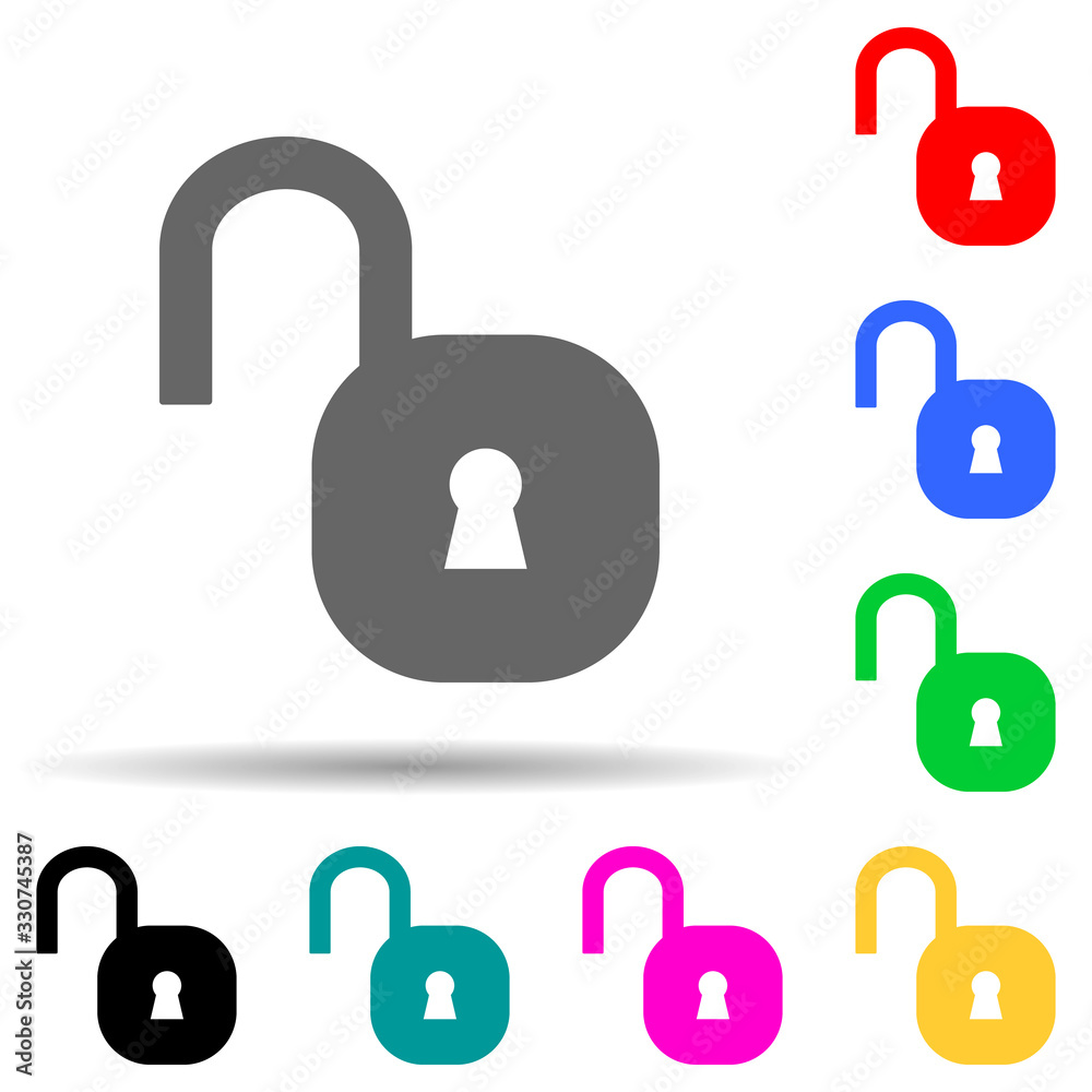 open lock multi color style icon. Simple thin line, outline vector of web icons for ui and ux, website or mobile application open lock multi color style icon. Simple thin line, outline vector of web icons for ui and ux, website or mobile application