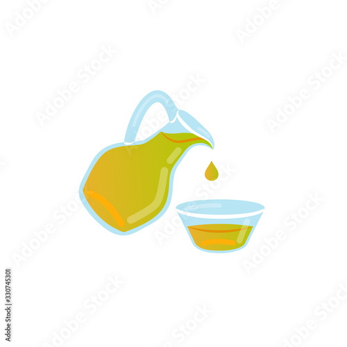 Cartoon style icon of jug with olive oil. Simple element for the festival card and different design.