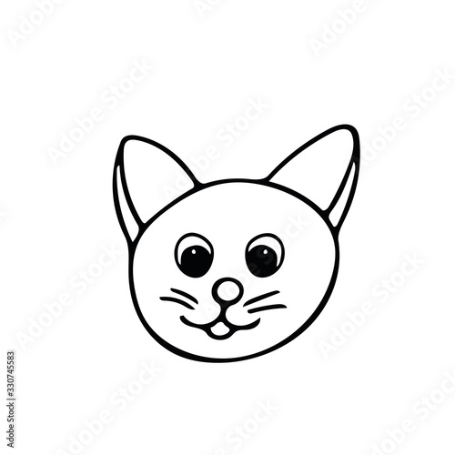 Fototapeta Naklejka Na Ścianę i Meble -  cat in doodle style. cute beast hand drawn in scandinavian simple monochrome. element for the design of children's rooms, clothes, sticker, postcard, coloring, poster