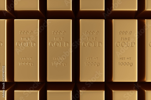 Gold bars 1000 grams. 3d rendering - illustration.