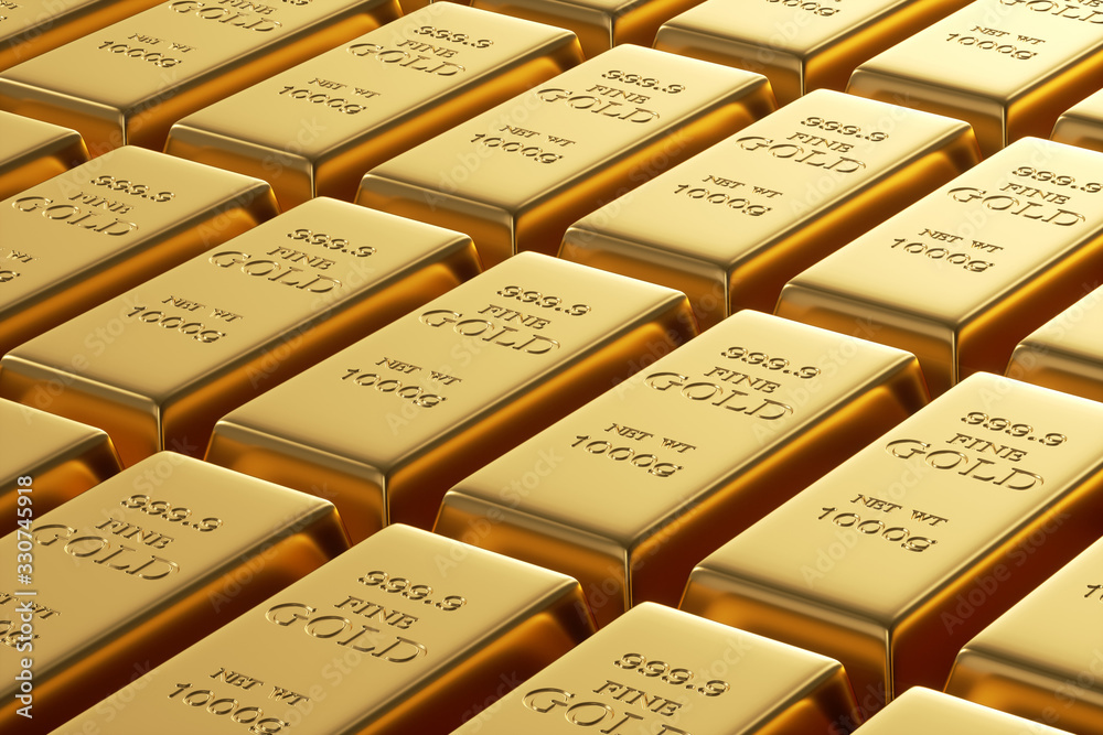 Gold bars 1000 grams. 3d rendering - illustration. Gold bars 1000 grams. 3d rendering - illustration.