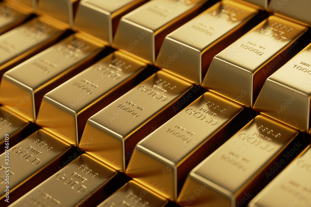 Gold bars 1000 grams. 3d rendering - illustration. Gold bars 1000 grams. 3d rendering - illustration.