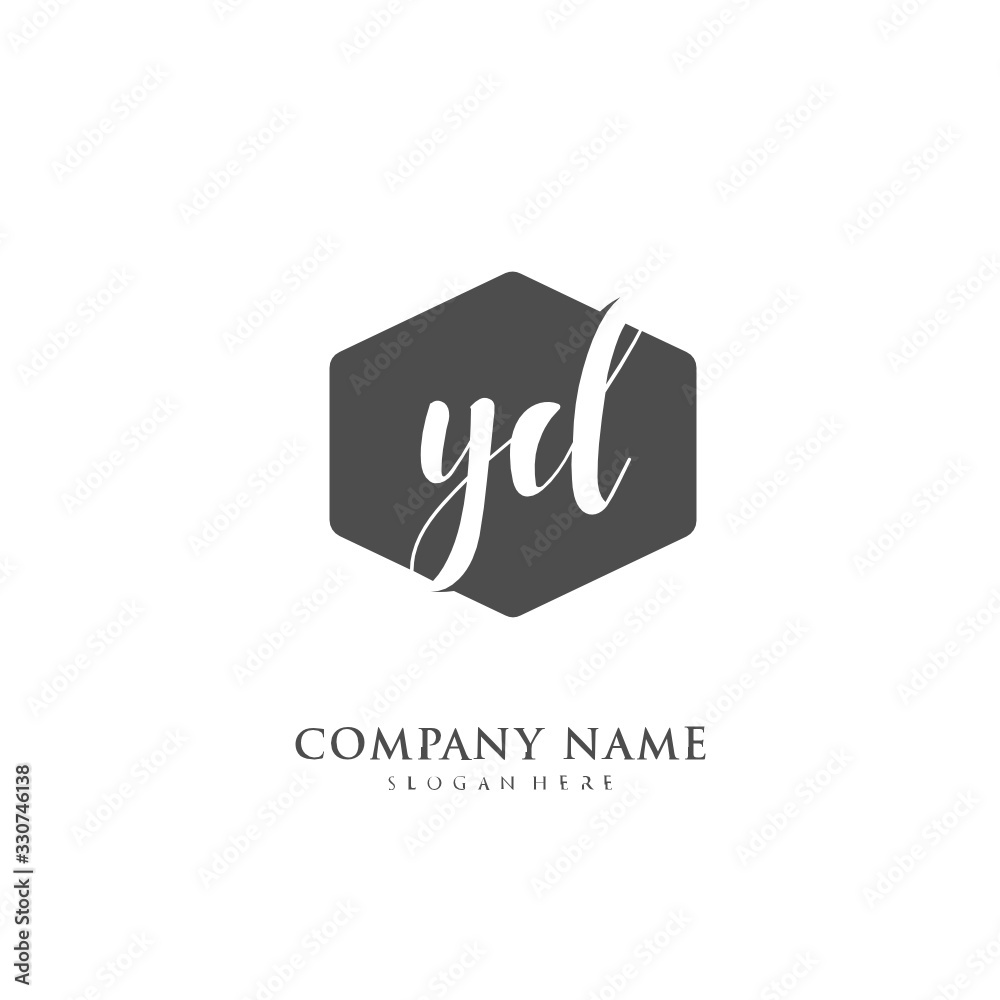 Handwritten initial letter Y D YD for identity and logo. Vector logo template with handwriting and signature style.
