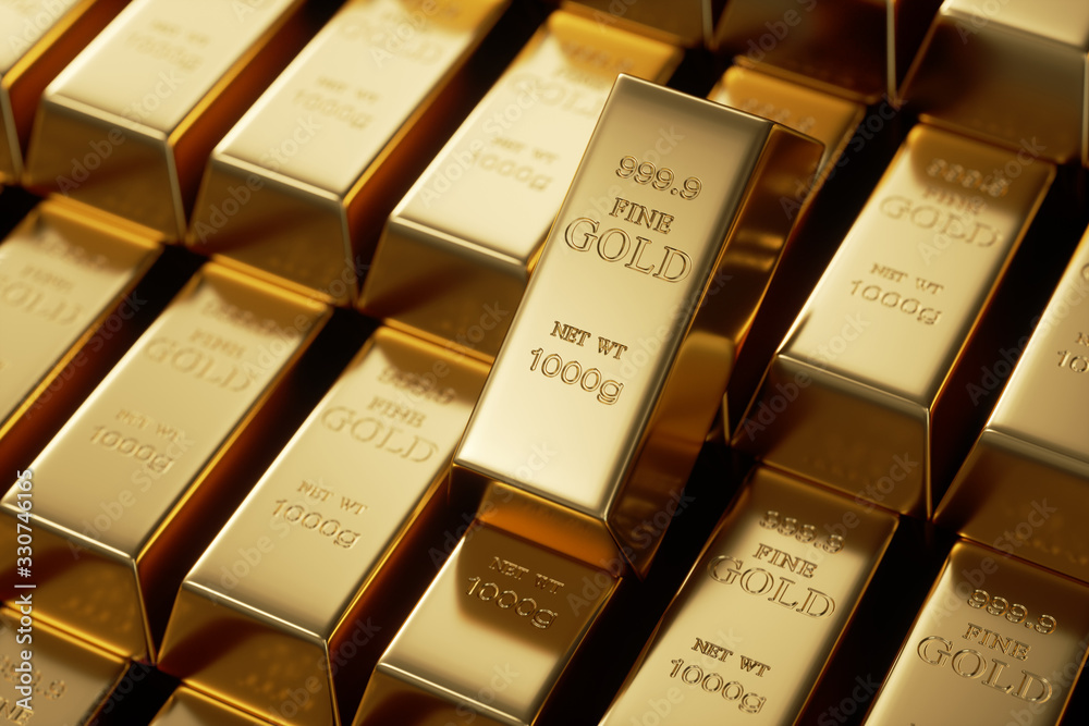 Gold bars 1000 grams. 3d rendering - illustration. Gold bars 1000 grams. 3d rendering - illustration.
